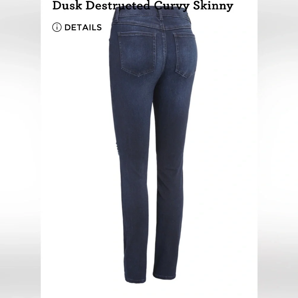CABI CAbi Dusk Destructed Vintage Curvy Skinny Size 10 Dark Wash Denim EUC - Picture 3 of 11